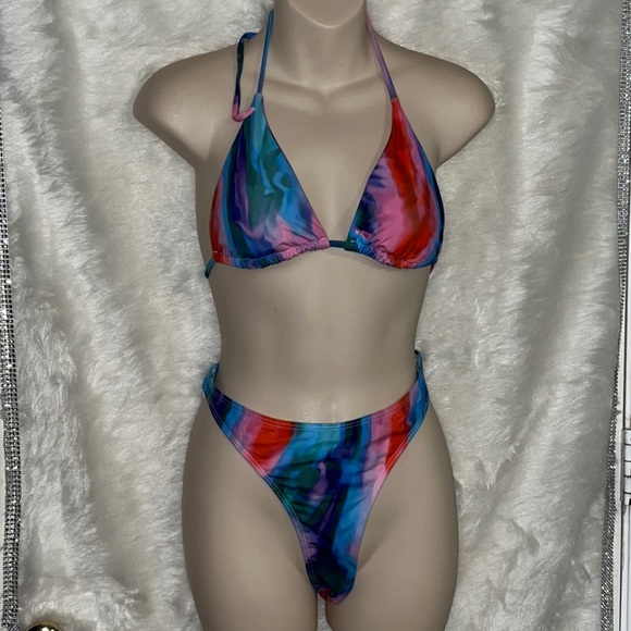 Swim | Colorblock Triangle Cup Swimming Bathing Suit Bikini Set | Poshmark